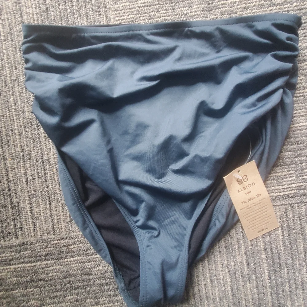 Steel Blue Ruched High-Waisted Bottoms - Picture 6 of 8